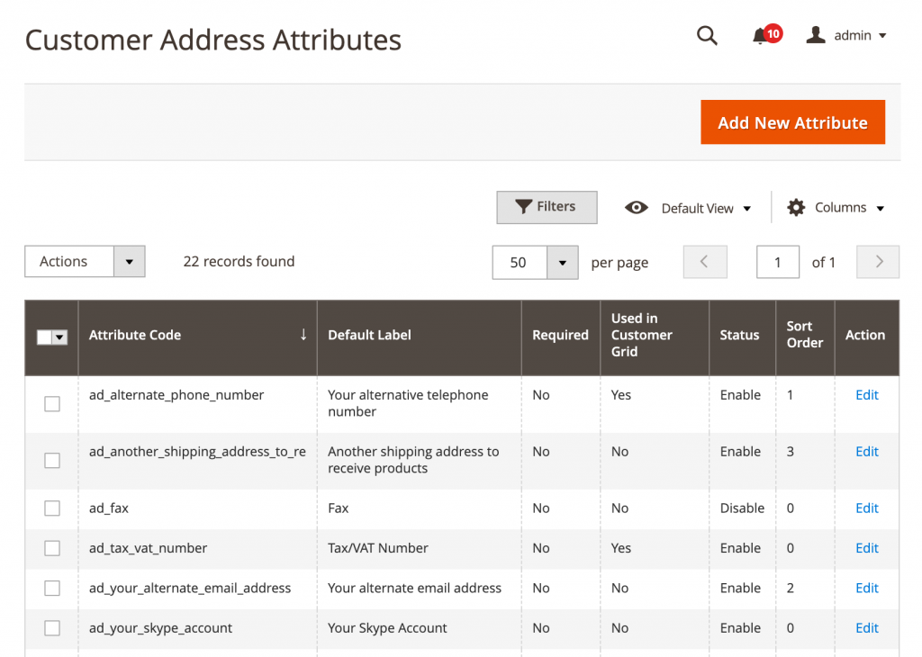 magento 2 customer address attributes