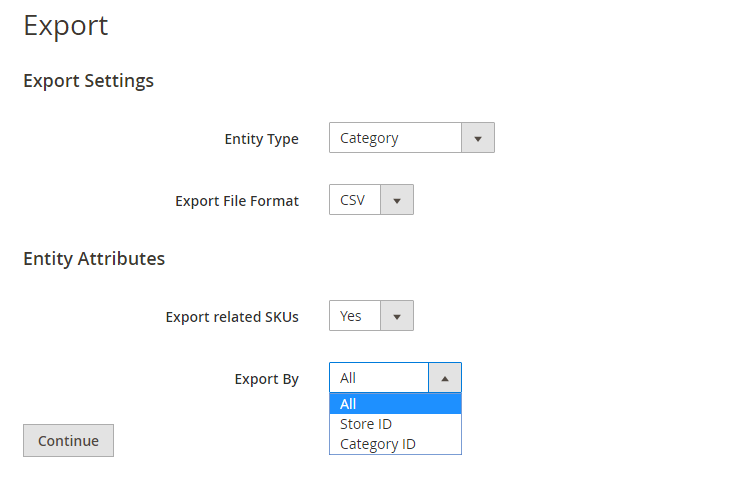 Export Categories