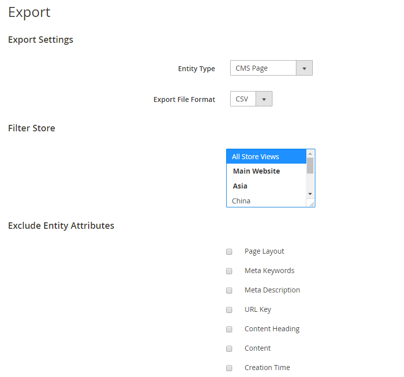 Export CMS Page