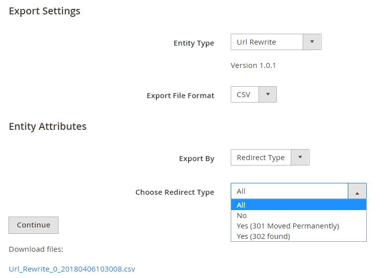 export redirect types