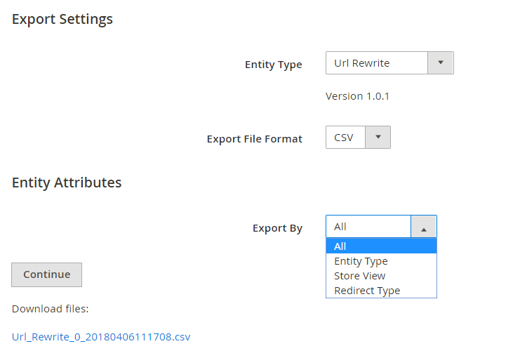 export settings