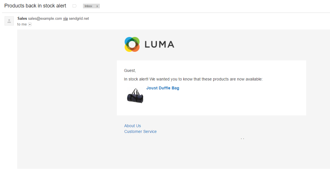 Magento 2 Stock Alert Email