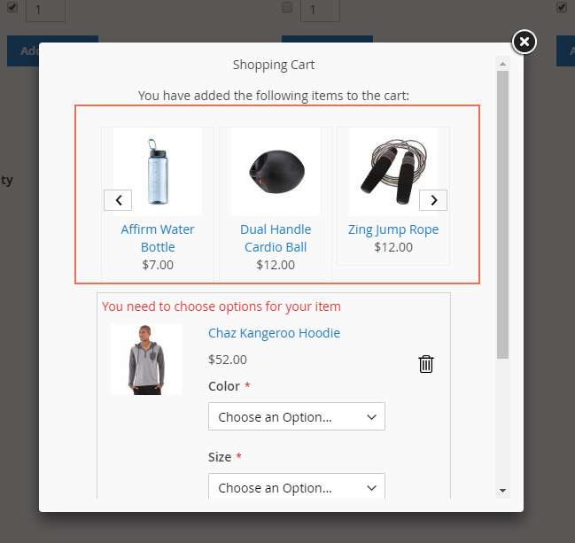 Pop up to showcase Magento 2 Frequently Bought Together list