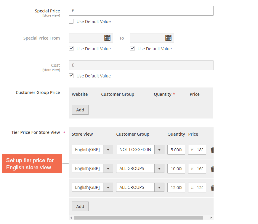 set up tier price in english store view 