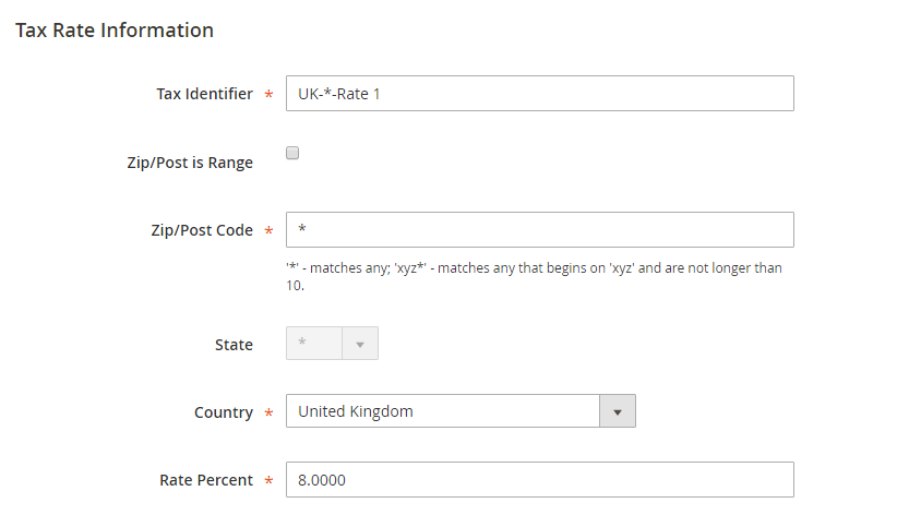 tax with a rate of 8% is used for the United Kingdom