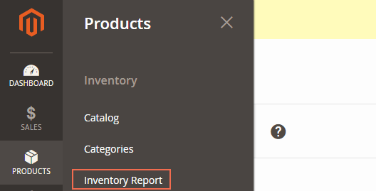 Admin panel inventory report