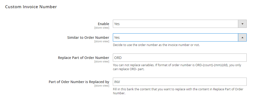 set up Magento 2 custom invoice number