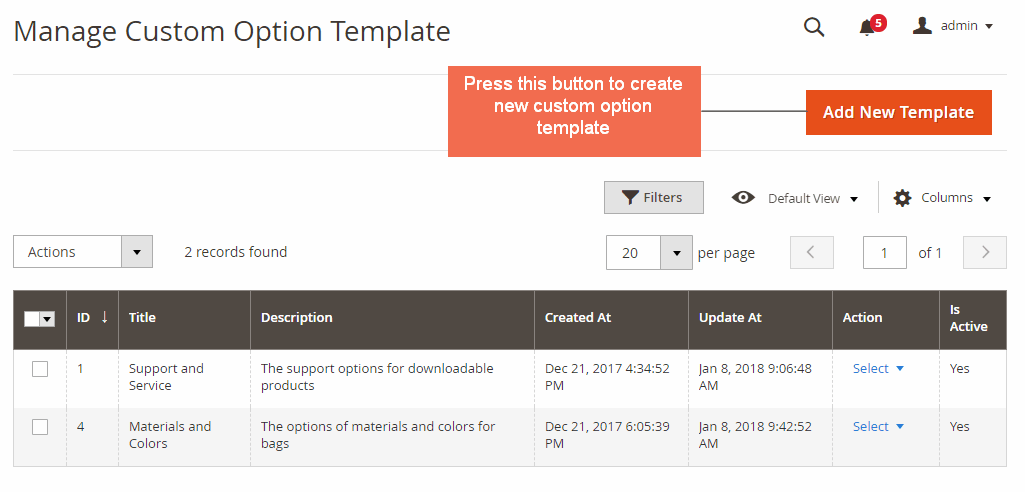 magento 2 custom option template