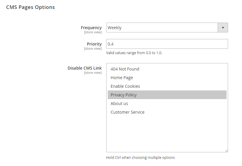 CMS Page Option