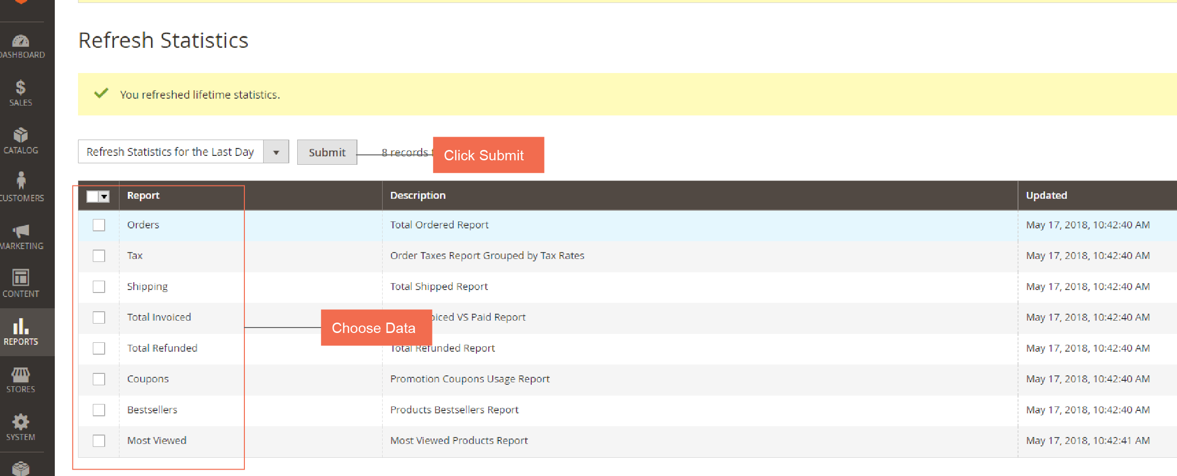 Refresh Statistics to update Magento 2 Products Widget Sliders