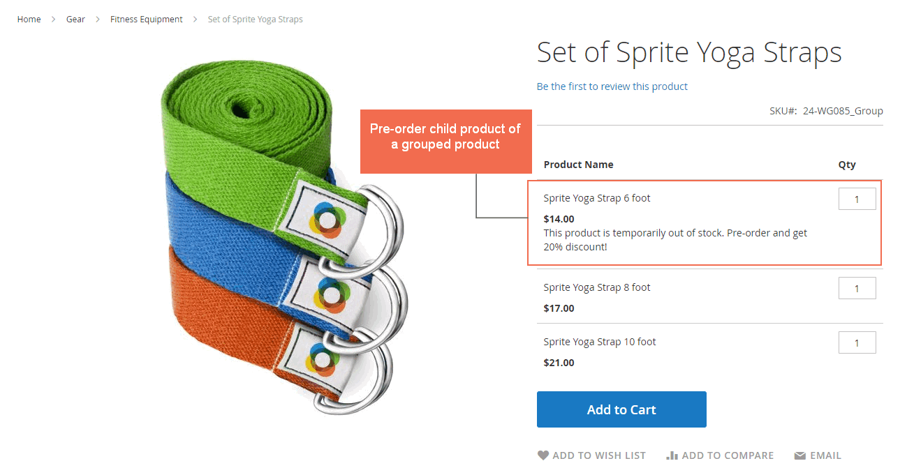 Magento 2 Pre-order grouped product page
