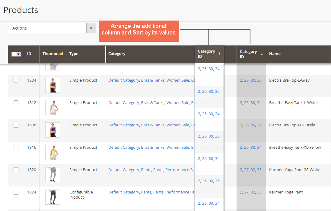 arrange the additional column and sort by its values