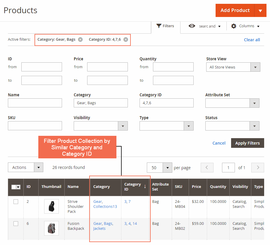 Filter Product by Single or Multiple Categories