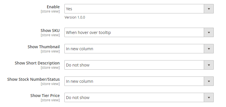 Settings in the backend