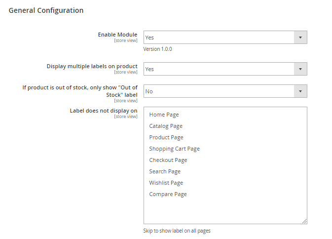 General Configuration of Magento 2 Product Label 