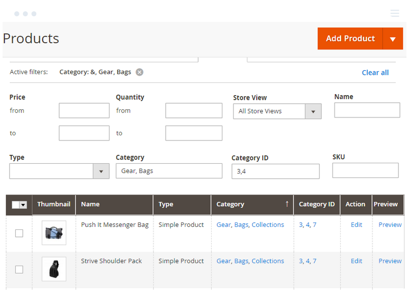 filter products by category