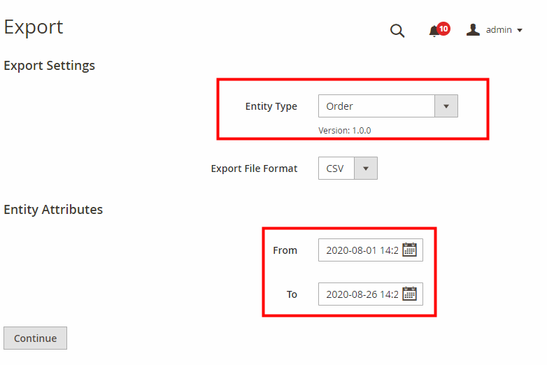 exporting with magento 2 import export order