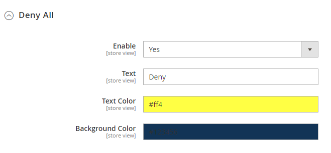 M2 Cookie Consent - Customize Deny All button