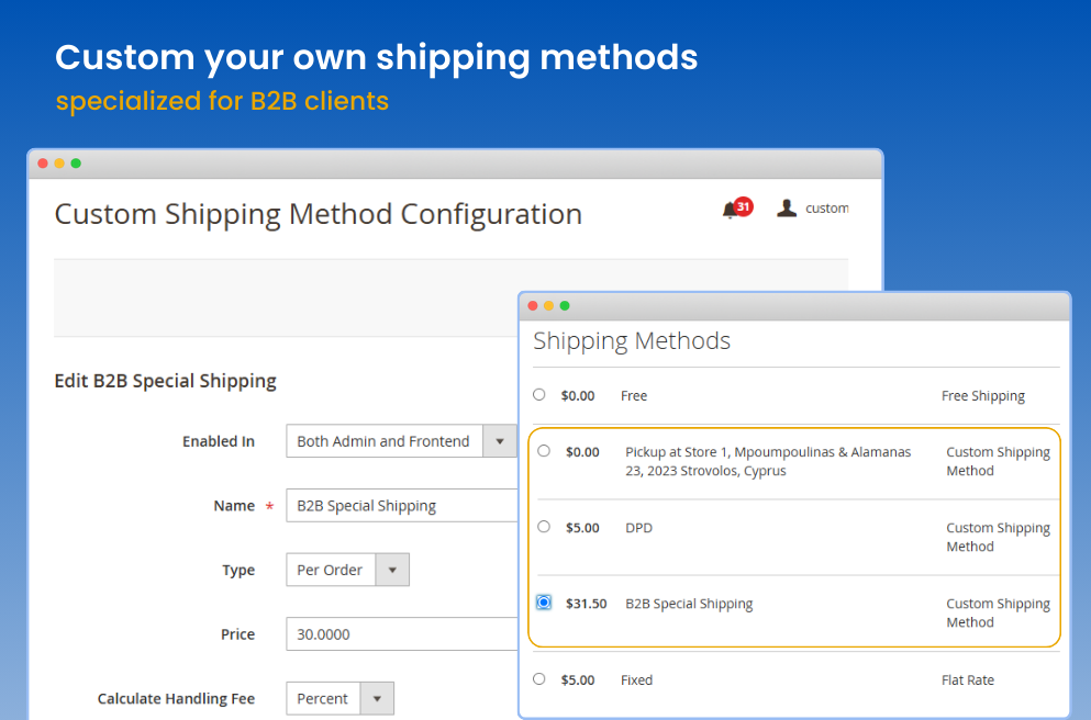 Custom Shipping Methods