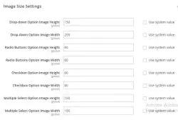 Set image size for each option type