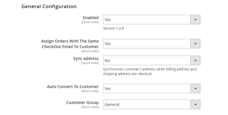 Magento 2 Convert Guest to Customer after Checkout settings