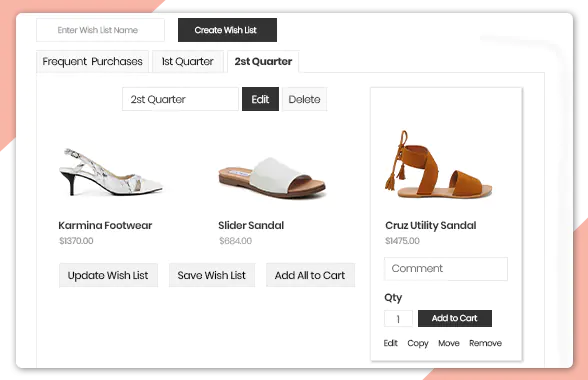 Manage items in multiple wishlist Magento 2