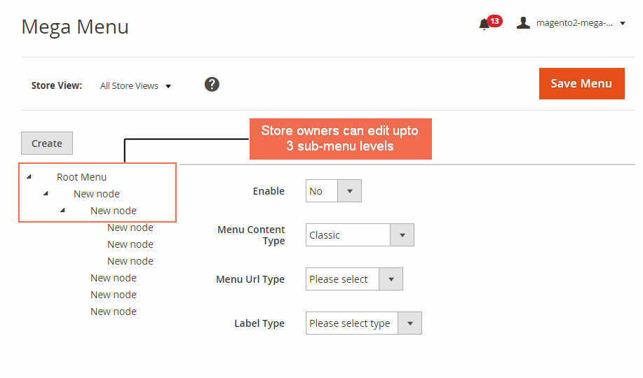 3_sub-menu_levels_supported_by_Magento_2_Mega_Menu_extension