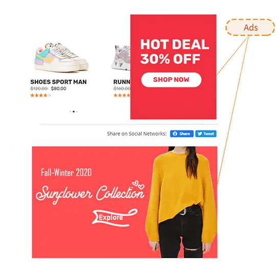 Custom blick for ads and promotion to push sale with BSS Commerce Checkout success page extension