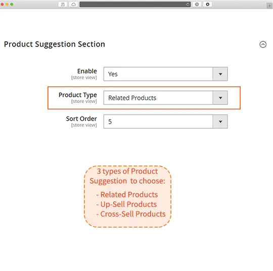 Choose type of product suggestion to show on the thank you page