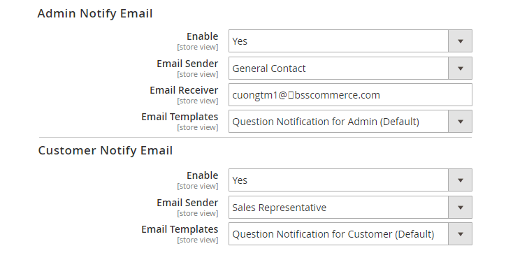 magento 2 product questions notify email