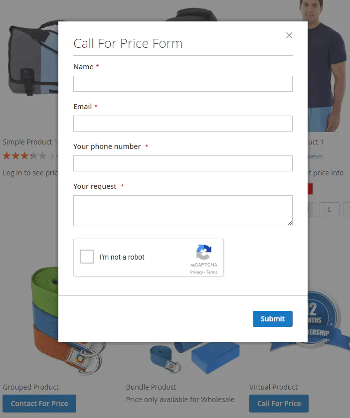 call for price in magento 2