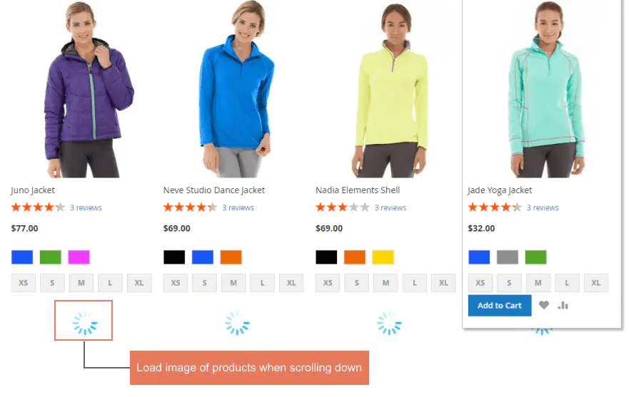 Magento 2 Lazy Load Image Extension loads Magento 2 images with beautiful transition when customers scroll down the page