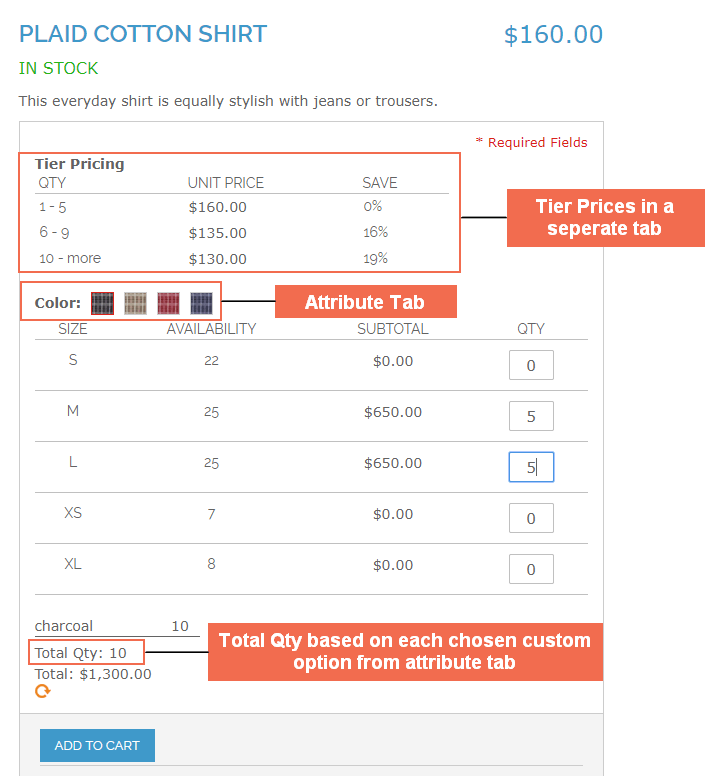 Magento Configurable Product Table Ordering in the frontend