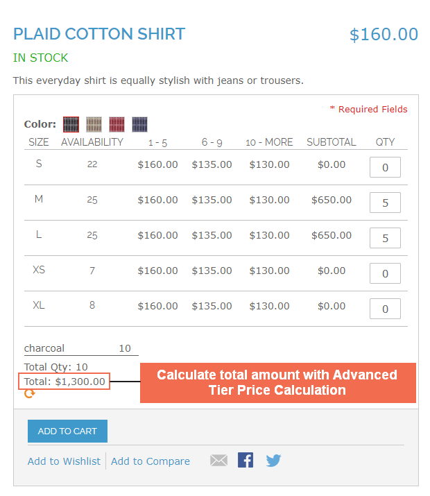 Calculate total amount with Advanced tier price calculation