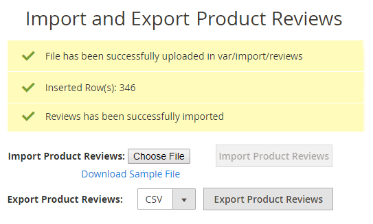 notification after making product reviews import
