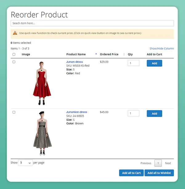magento 2 reorder product tab