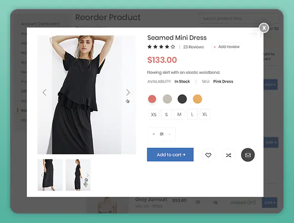 magento 2 real time product preview for reorder