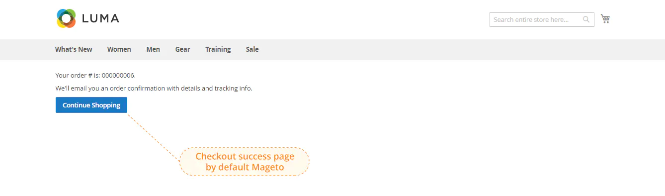 checkout success page by default magento 