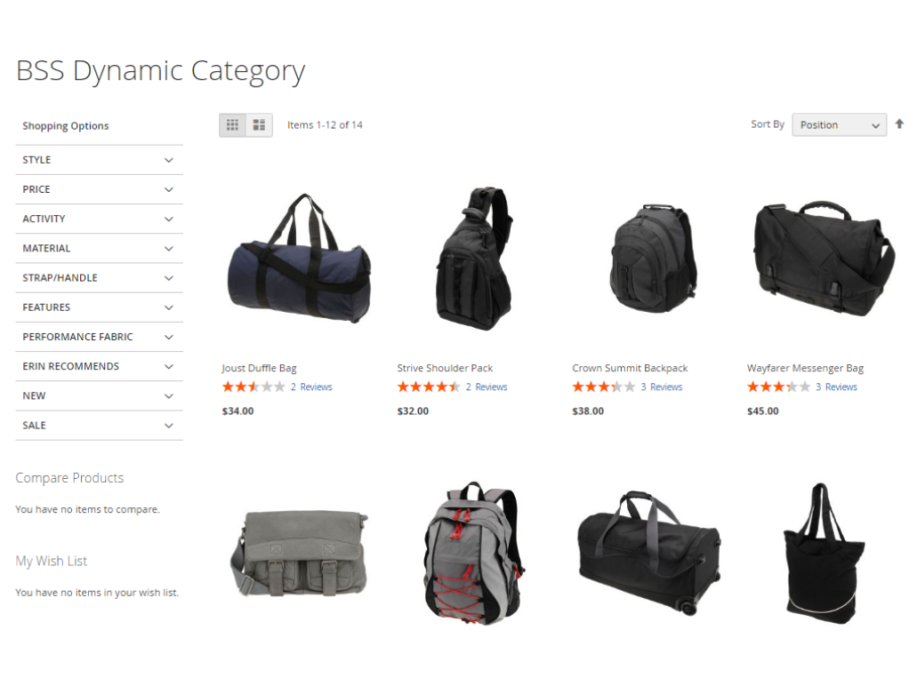 Check the dynamic category in store