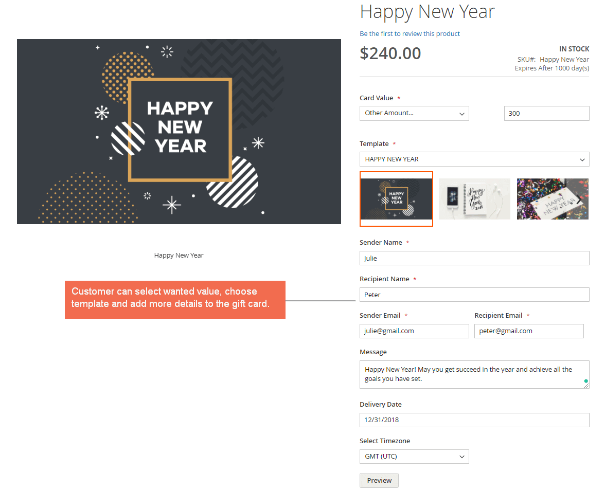 magento gift card-frontend