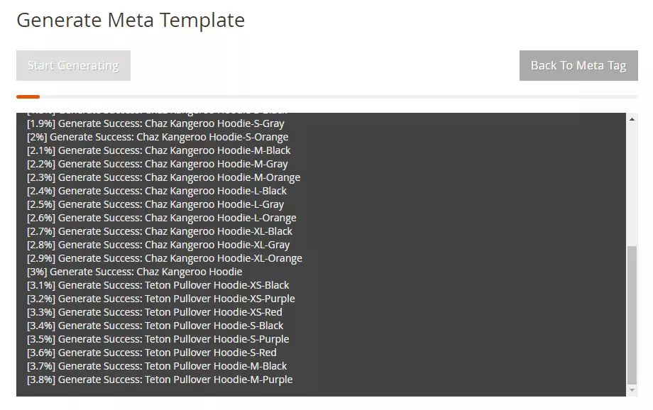 magento 2 meta tag template - tracking generation
