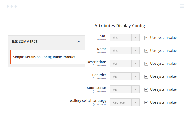 Advanced Settings of Simple Details on Configurable Products