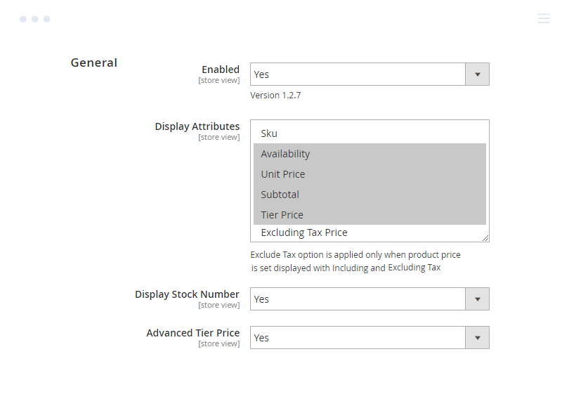 Choose attributes to show in Magento 2 Wholesale Display