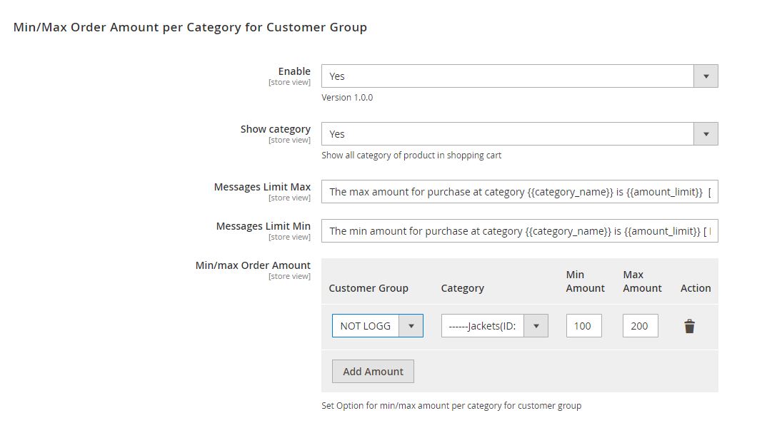 feature of Magento 2 Minimum Order Amount Per Category For Customer Group