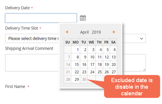 Exclude dates from Delivery Date Option