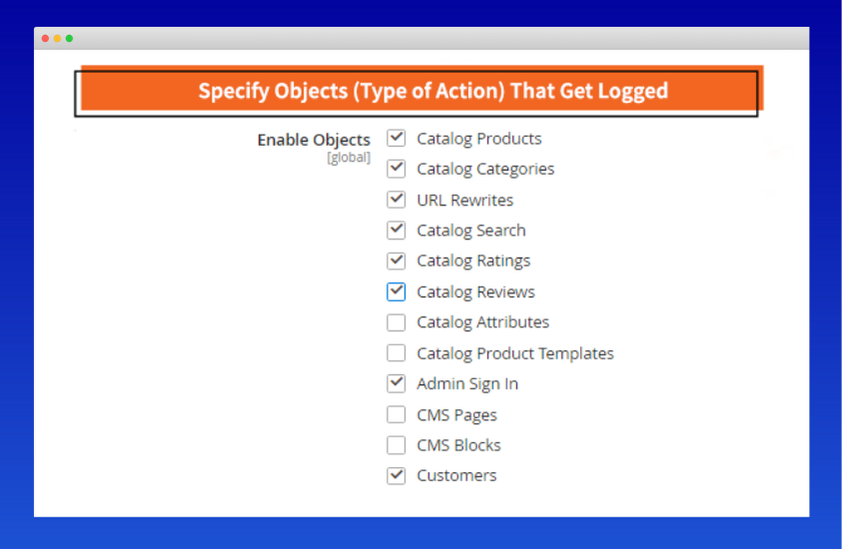 Choose type of action for Admin Action Log