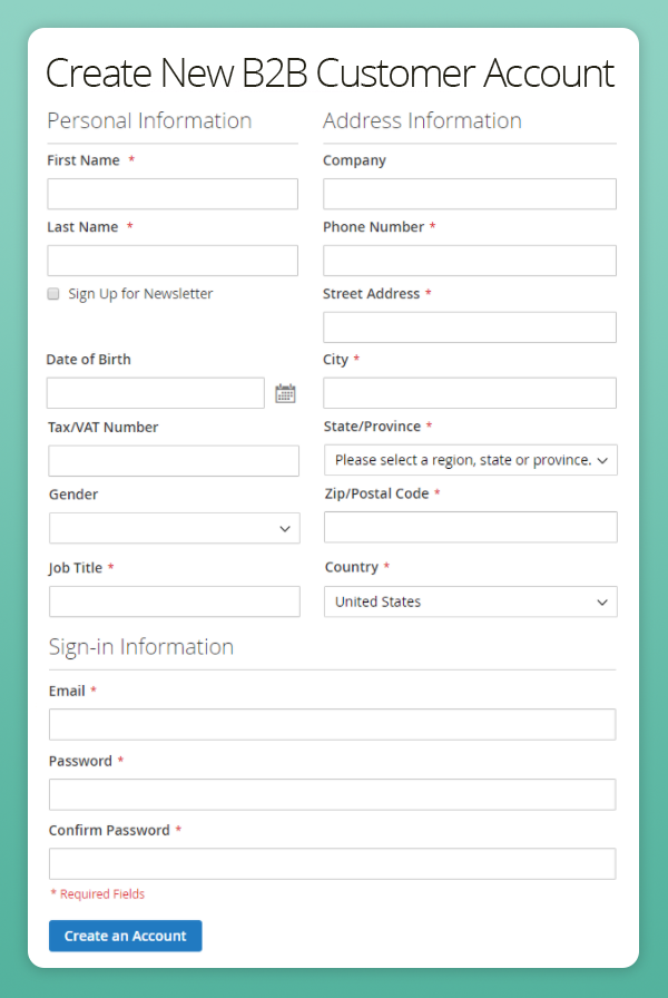 Magento 2 B2B Registration Form Extension