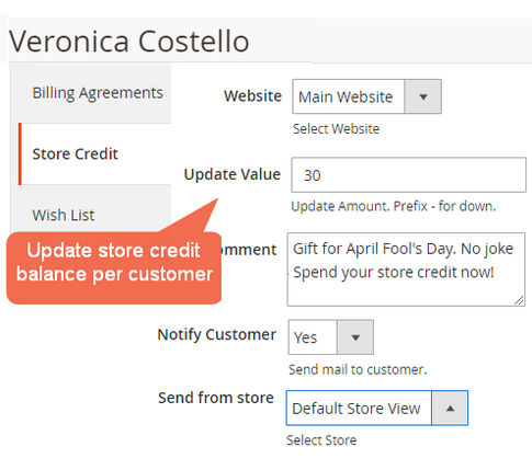 Manage each of store credit accounts