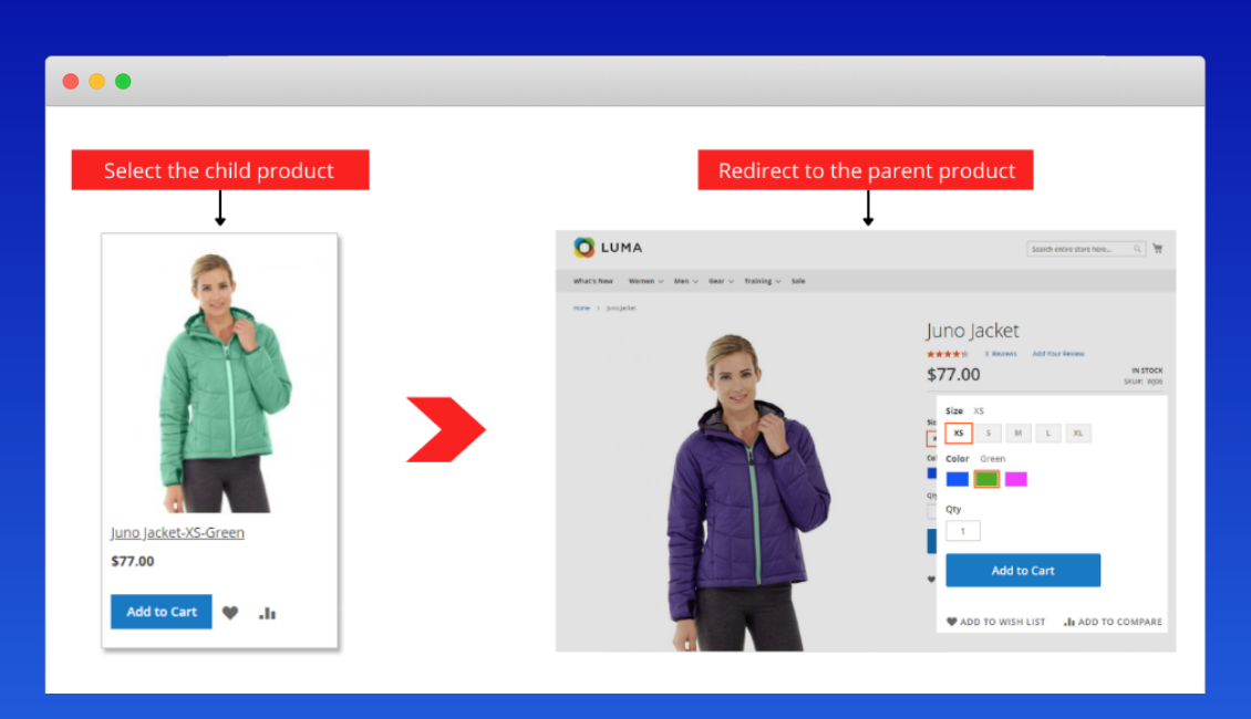 Other features of magento 2 simple details on configurable product