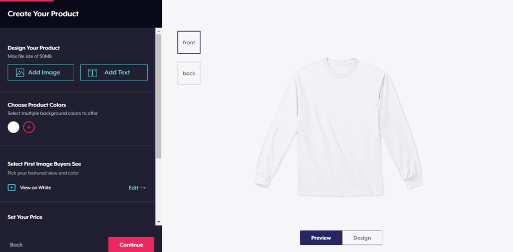 Design your own product on Teespring